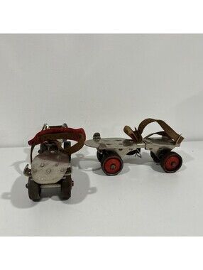 VINTAGE 1940s Winchester 3831 Roller Skates Clamp-On Metal Wheels Straps 6–6.5W